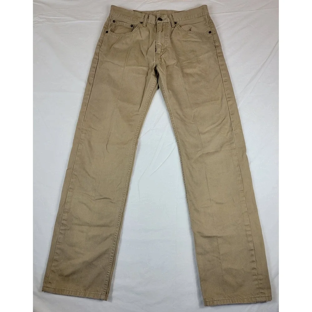 Levis 505 Regular Fit Khaki Tan Twill Pants Mens 30x32 00505-0718 White Tab‎